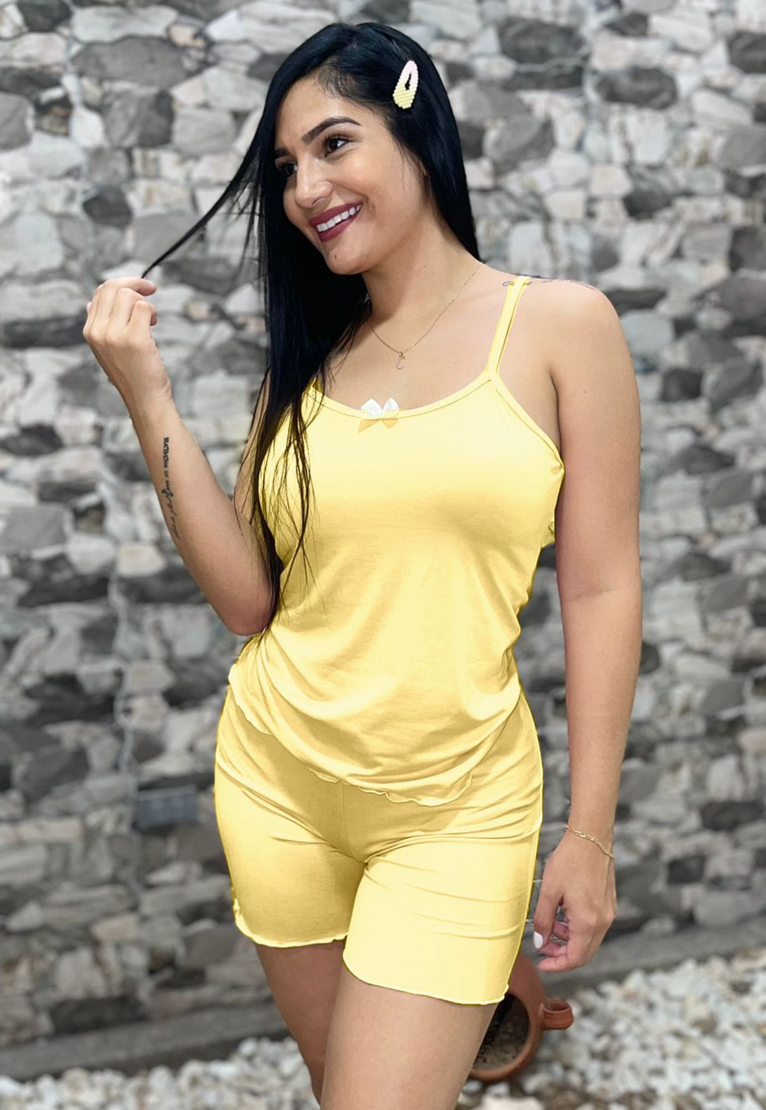 Yellow Tank Top & Shorts Set