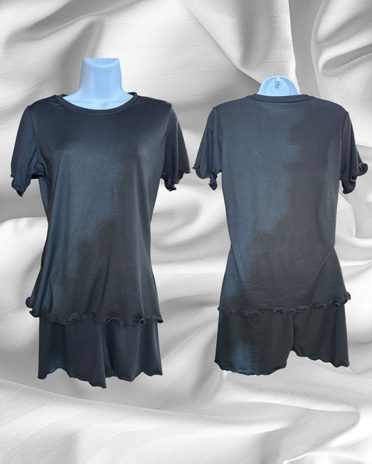 Black Short-Sleeve PJ Set