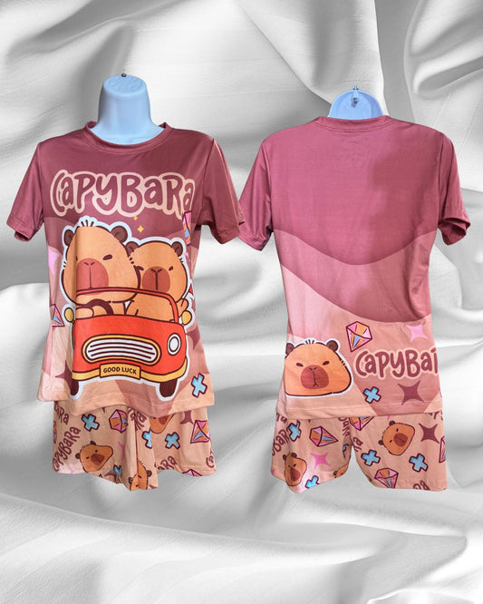 Capybara Short-Sleeve PJ Set