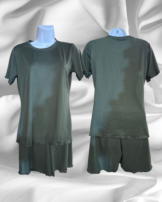 Military Green Short-Sleeve PJ Set